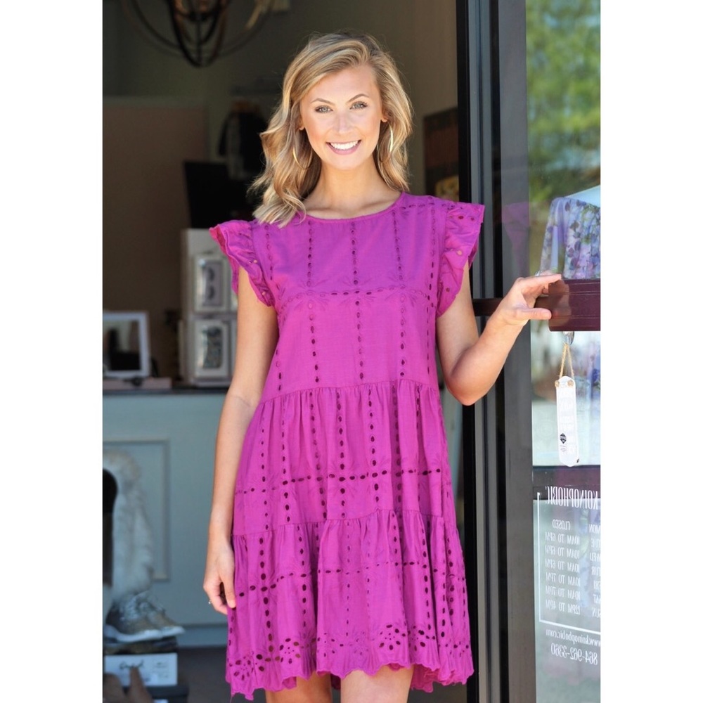 She + Sky magenta eyelet dress